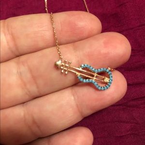 Guitar Shape 925Sterling Silver Rose Gold Necklace